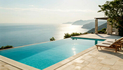 Luxurious infinity pool overlooking the Mediterranean Sea