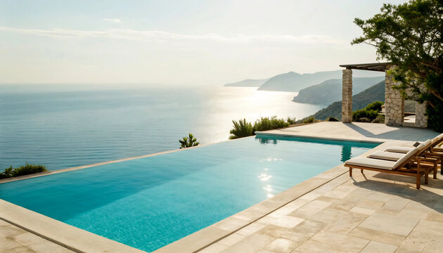 Luxurious infinity pool overlooking the Mediterranean Sea