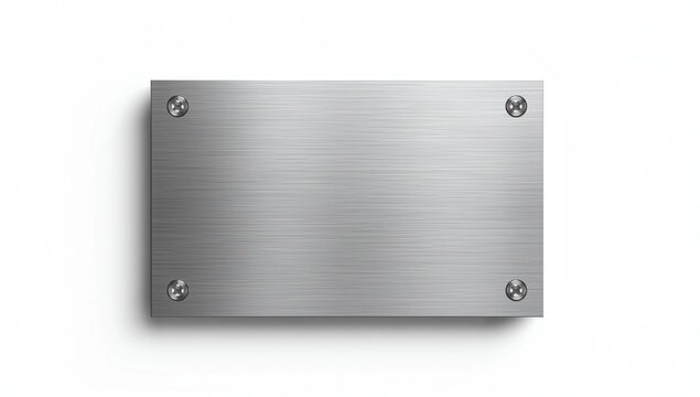 Metal steel plate with bolts isolated on white background. 3d illustration