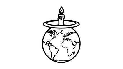 Obraz premium Globe with candle on top symbol.