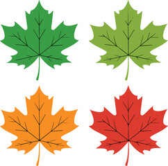Obraz premium A simple illustration of four maple leaves arranged in a 2x2 grid against a white background.