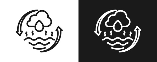 Fototapeta premium Water Cycle Icon Set Outline In White And Black Background