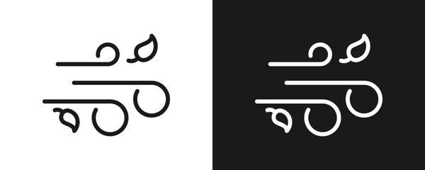 Wind Icon Set Outline In White And Black Background