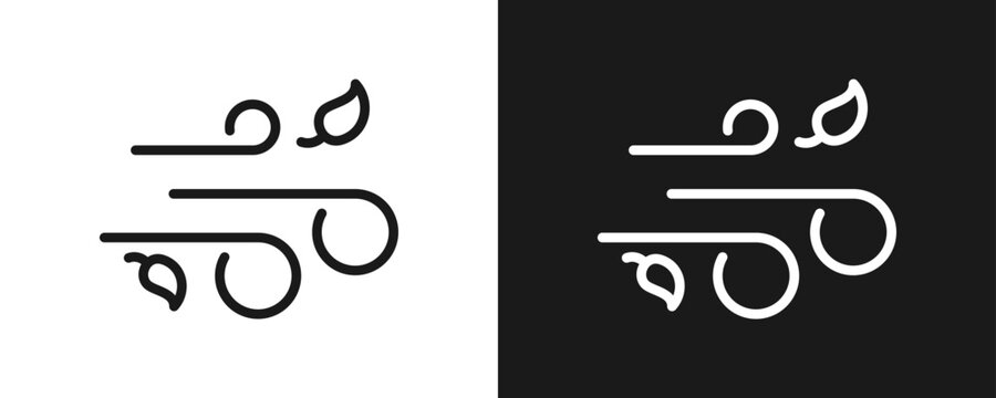 Wind Icon Set Outline In White And Black Background