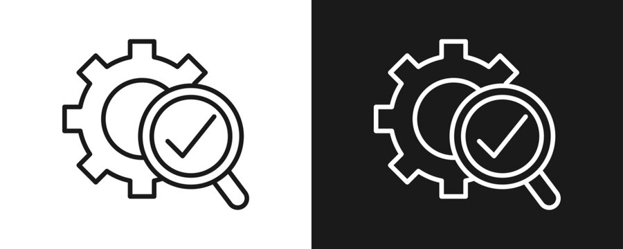 Quality Control Icon Set Outline In White And Black Background