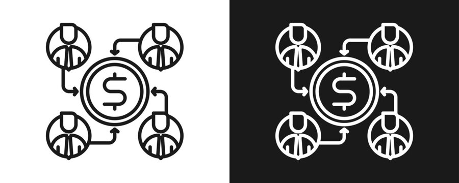 Mutual Fund Icon Set Outline In White And Black Background