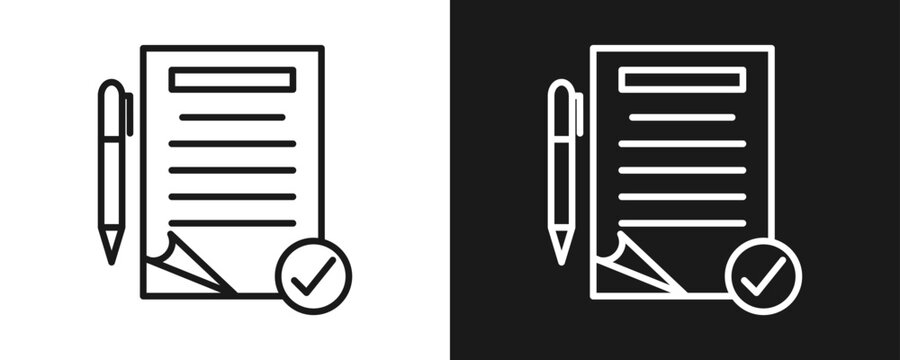 Proposal Icon Set Outline In White And Black Background