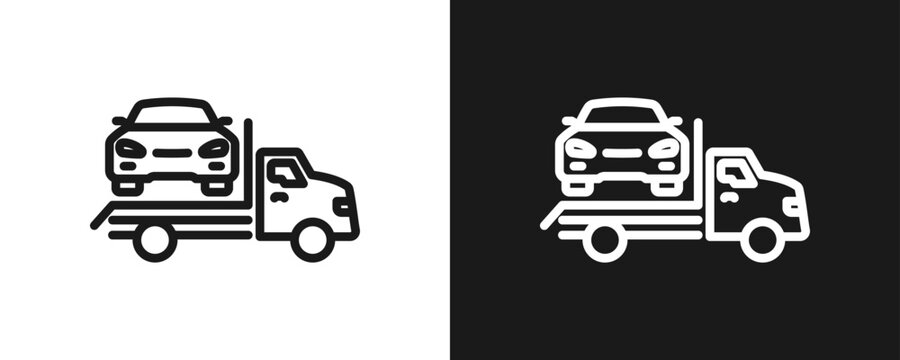 Roadside Assistance Icon Set Outline In White And Black Background