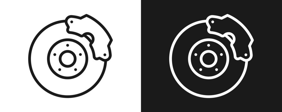 Brake Repair Icon Set Outline In White And Black Background