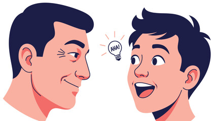 Obraz premium Intergenerational Idea Sharing & Mentorship: Young Man's Aha Moment
