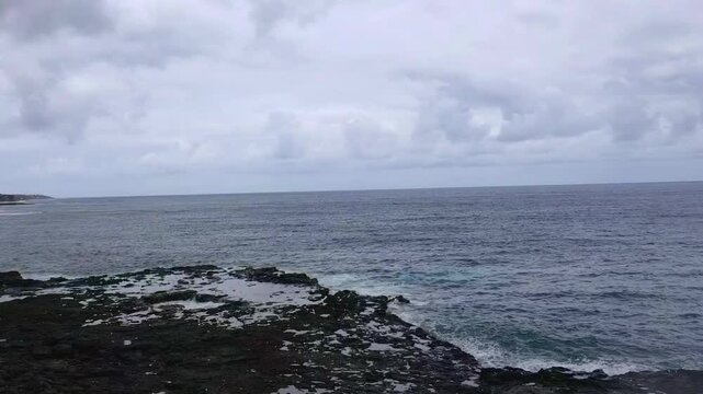 Kauai Blowhole with Pacific Ocean in the Background, Aerial Drone Shot II
