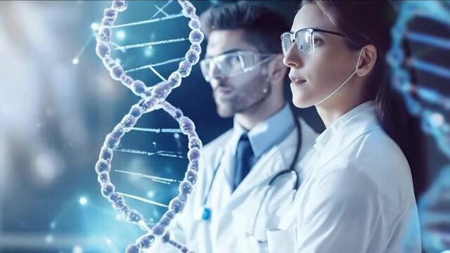 AR-Enhanced Genomic Research | Dual-Scientist Collaboration on Holographic DNA &ndash; Future of Precision Medicine | Immersive Biotech Lab: Real-Time Genetic Analysis with Augmented Reality
