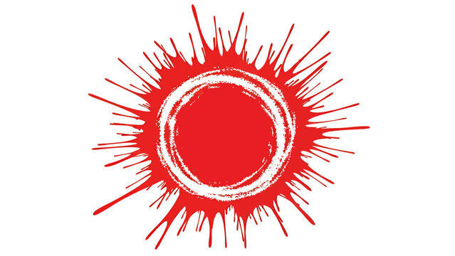 Bold red sunburst abstract graphic with radial spikes and central circle for design, branding, and artwork.