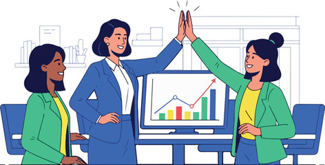 Business Team High Five Success isolated on transparent background