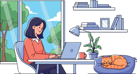 Business Women Working Together isolated on transparent background