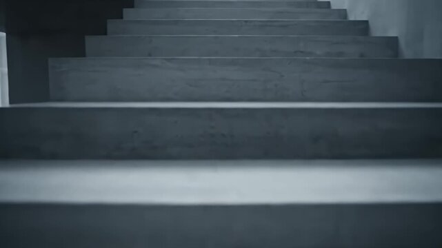 Abstract Concrete Staircase Interior Design Architecture Steps Leading Up in a Monochromatic Gray Tone Design