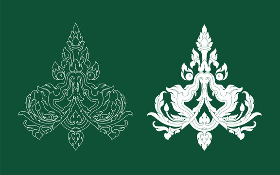 Khmer ancient art drawing, Angkor ornament art 
