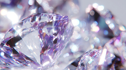 Close-up of Purple and White Diamonds with Bokeh gemstone
