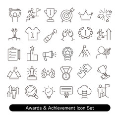 表彰・入賞・達成のアイコンセット:1位・メダル・評価素材