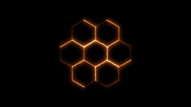 Abstract burning fire honeycomb animation