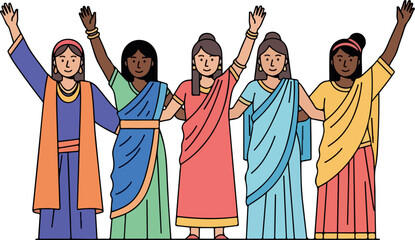 Women Supporting Each Other isolated on transparent background