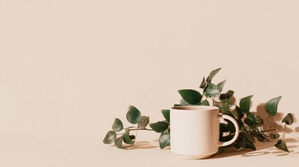 コーヒーカップと植物