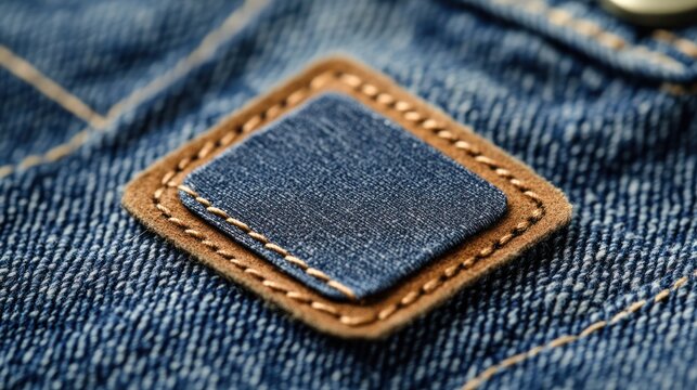 Close-up denim jeans patch, detail