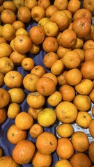 Bright Oranges and Mandarins Piled High on Market Stall