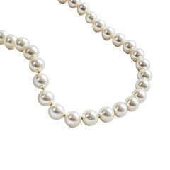 Obraz premium Lustrous white pearl necklace, round beads, gracefully draped against a dark background