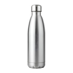 Single insulated stainless steel thermal bottle mockup, blank design.