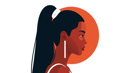 Vector illustration of a woman's profile with long hair in a modern, minimalist style