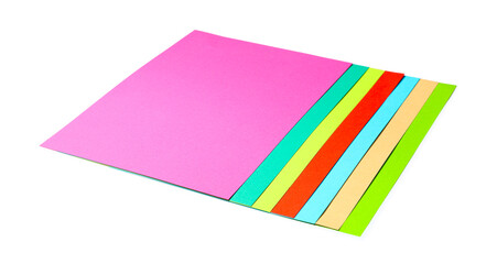 Row of colorful paper sheets on white background