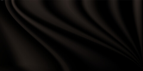 Abstract texture Background. Black Satin Silk. Cloth Fabric Textile  with Wavy Folds. © Agungpratama