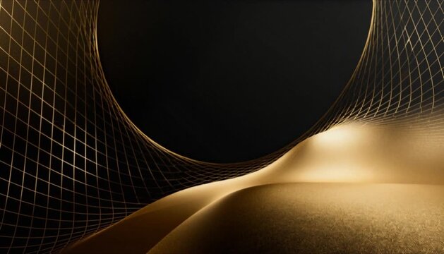 minimal gold geometric grid expanding on dark luxury background perfect for eid mubarak and ramadan