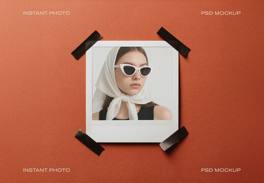 Stylish Retro Instant Photo Mockup PSD