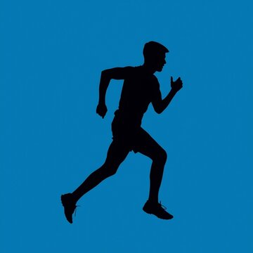 Silhueta de um jovem praticando corrida