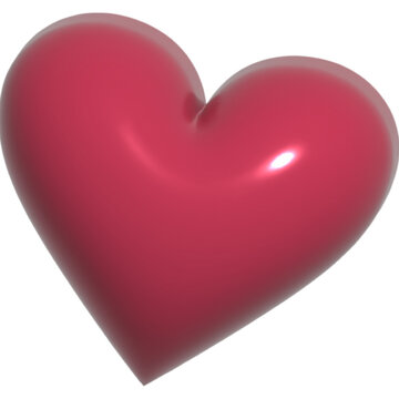 立体的な赤いぷっくりしたハート / 3D glossy red heart illustration.