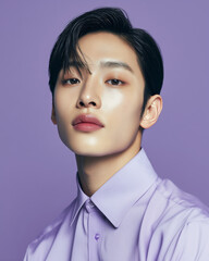 Handsome Korean Male Model Portrait in Minimal Studio