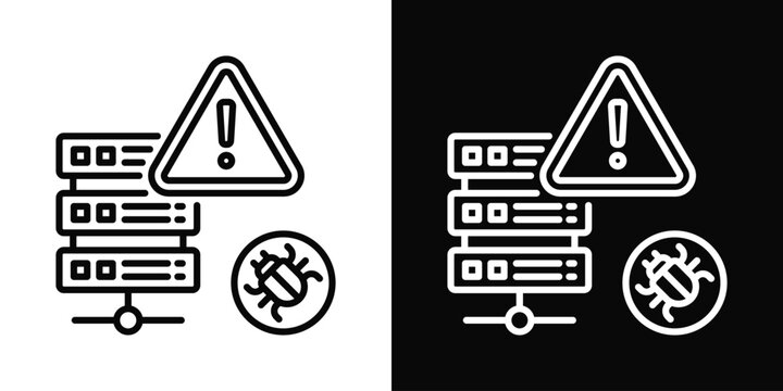 Data Breach Icon White And Black Background Style