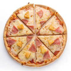 Hawaiian pizza isolated on transparent background