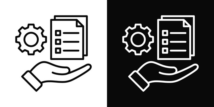 Request Fulfillment Icon White And Black Background Style