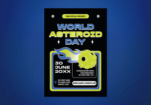 Black Retro International Asteroid Day Flyer
