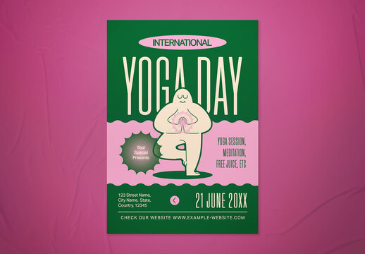 Green Bold International Yoga Day Flyer