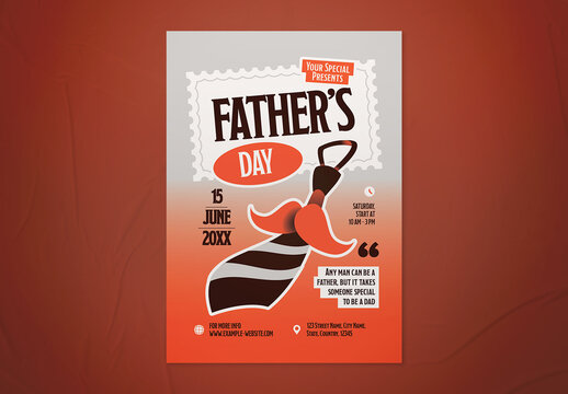 Orange Retro Fathers Day Flyer