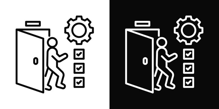 Offboarding Icon White And Black Background Style