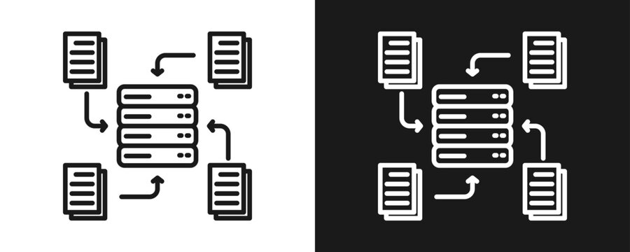 Data Collection Icon Set Outline In White And Black Background