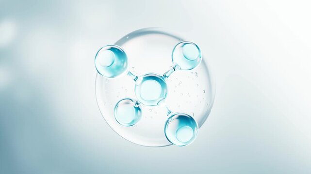 Abstract background of molecule or atom and chemical structure, research and development concept, scientific medical nano technology, cosmetic and skin care, loop able video