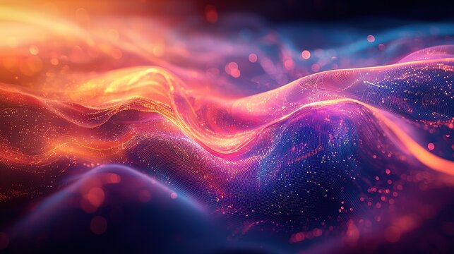 Digital visualization: abstract, vibrant art reflecting live clean energy data streams.