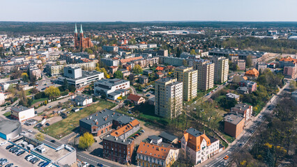 Obraz premium Aerial View of City Center of Rybnik, Upper Silesia. Poland.