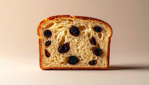 Freshly baked raisin bread on white.